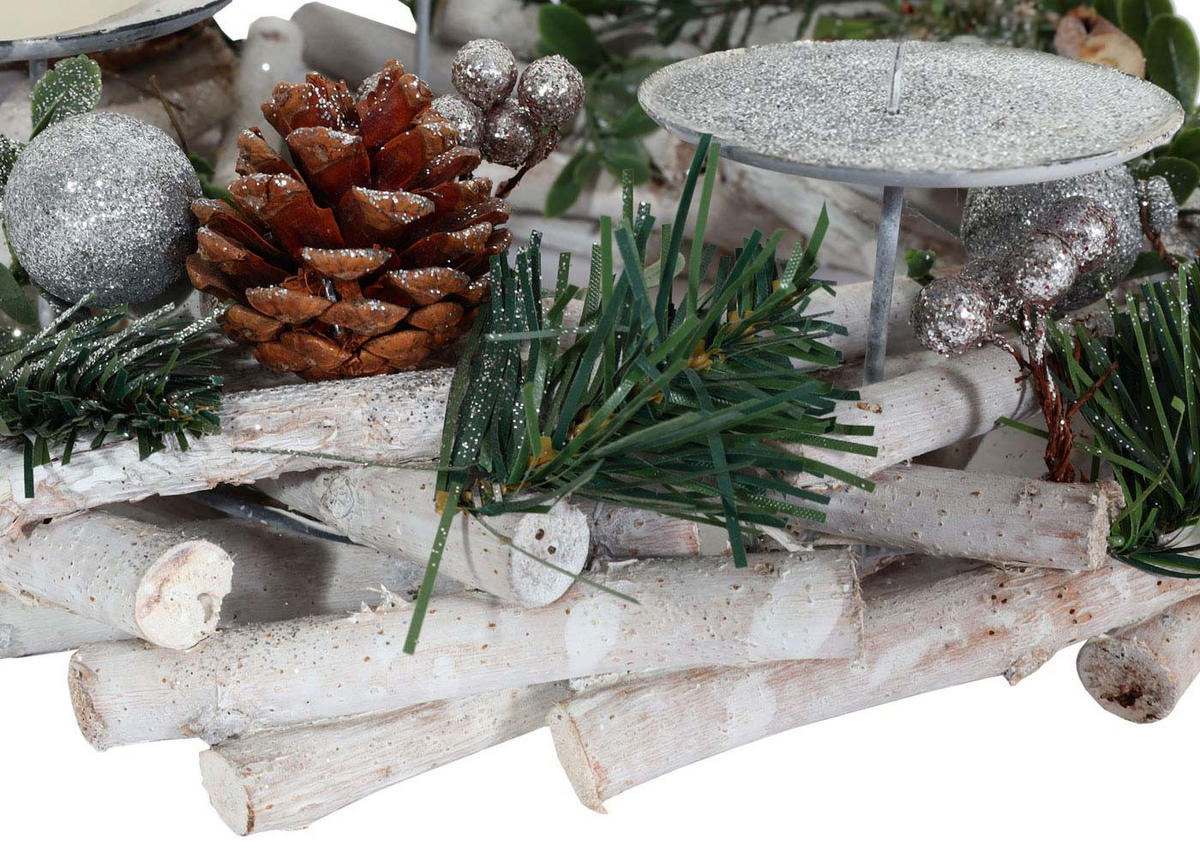 ADVENTSKRANZ OHNE KERZEN Weiß - Weiß, Holz (10cm) - MCW