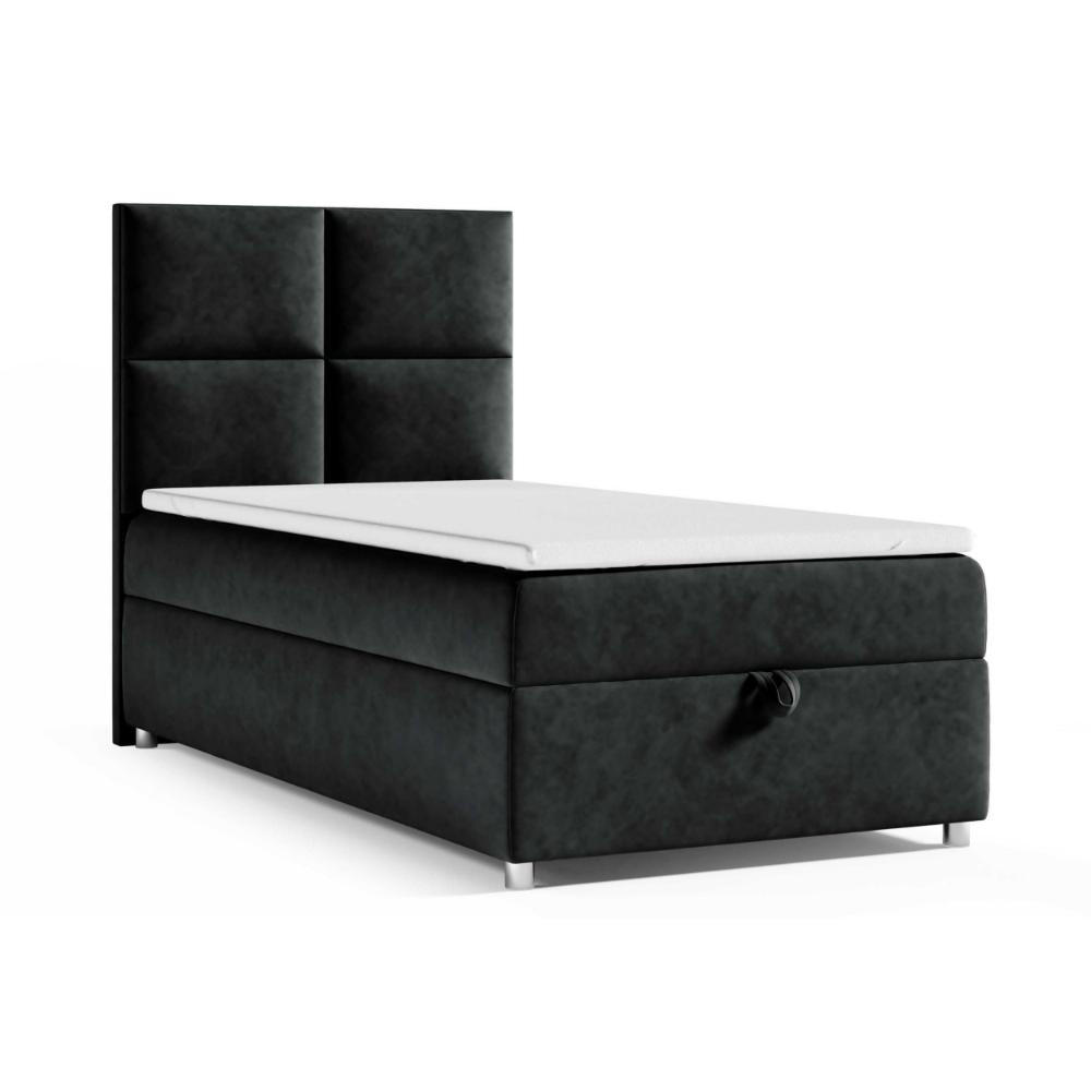 BOXBETT mit Bettkasten Trinity K-2 SINGLE Bonellfederkern inkl. Topper - Schwarz, Holz/Holzwerkstoff (100/200cm) - Best For Home