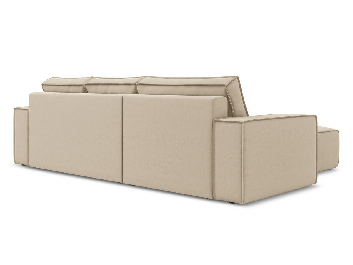 ECKSOFA mit Schlaffunktion Samt Stoff Beige - Beige/Creme, Kunststoff/Textil (185/290cm) - Makamii