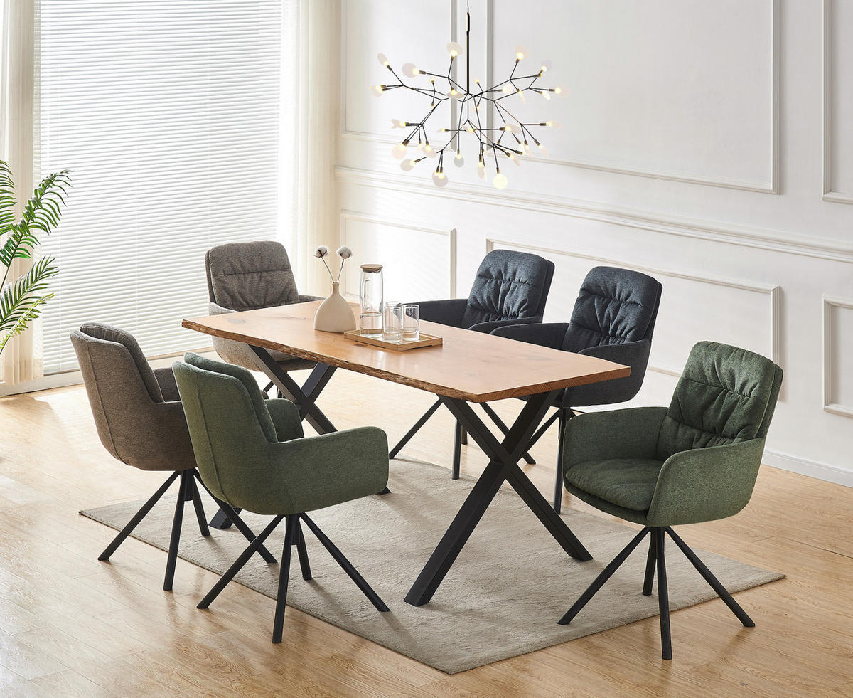 ARMLEHNSTUHL CAZAR Grün - Grün, Textil/Metall (57/90/68cm) - B&D Home