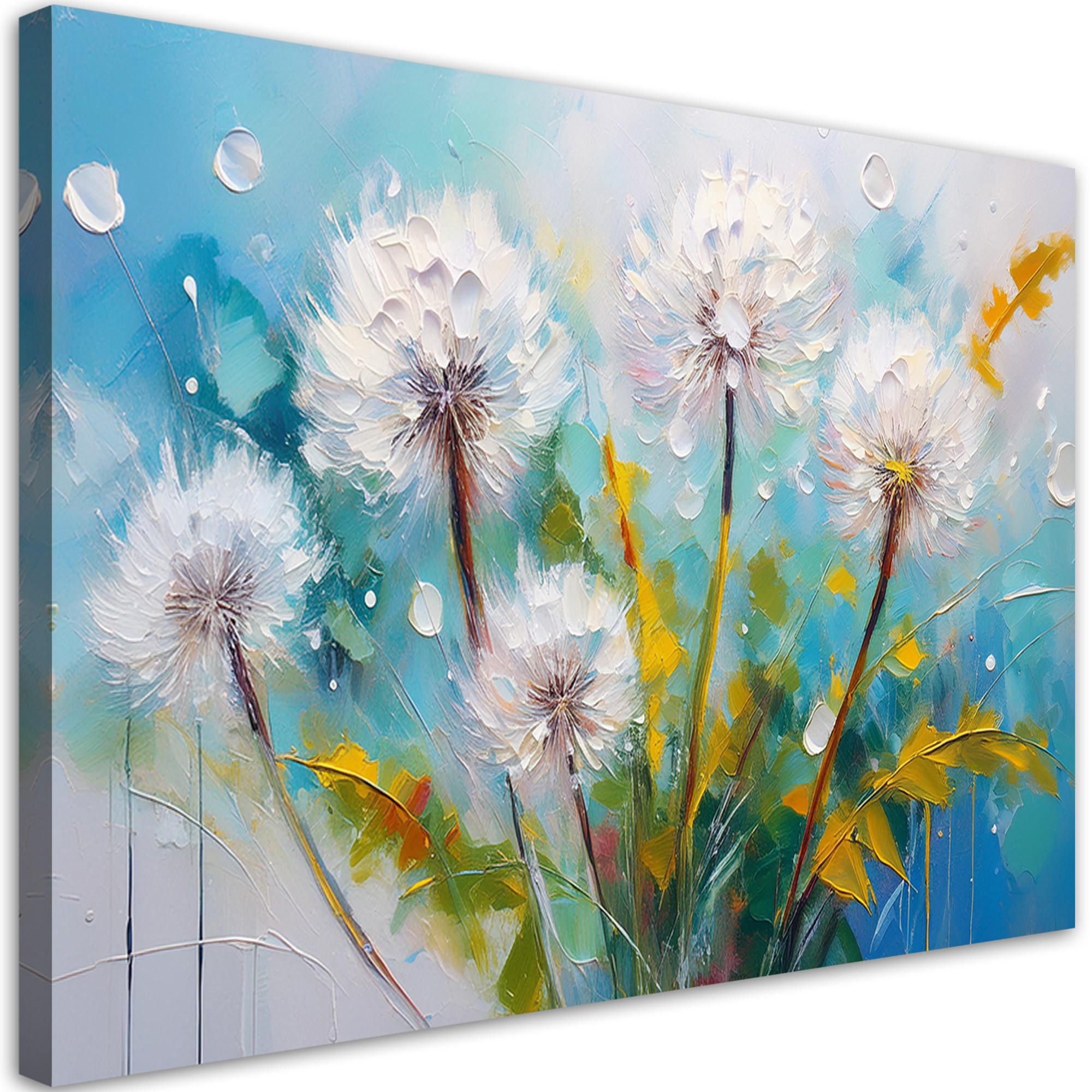 WANDBILD löwenzahn löwenzahnpflanzen türkis - Blau, Textil (60/40cm) - Feeby