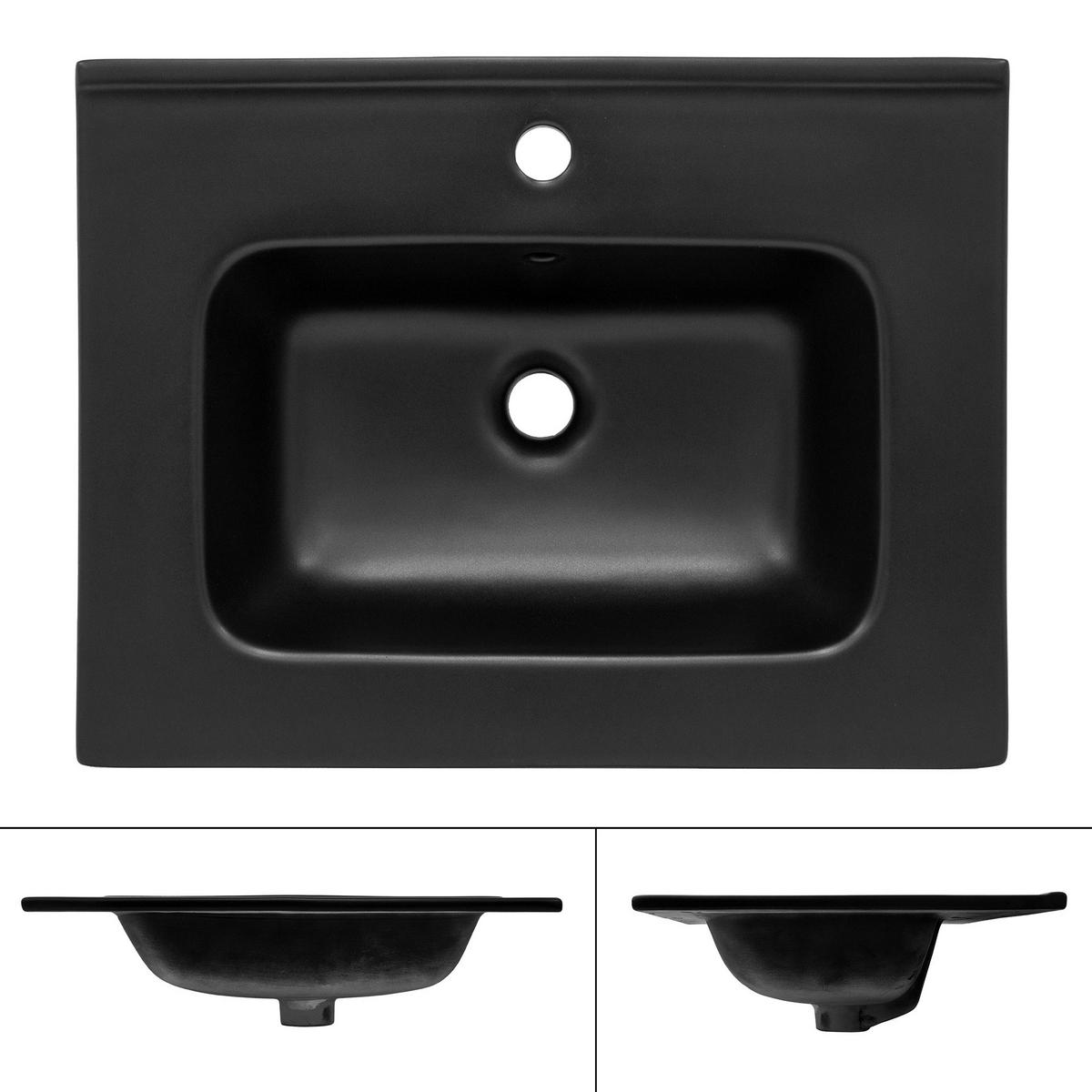 WASCHBECKEN - Schwarz, Keramik (46/16.5/61cm) - ML-DESIGN