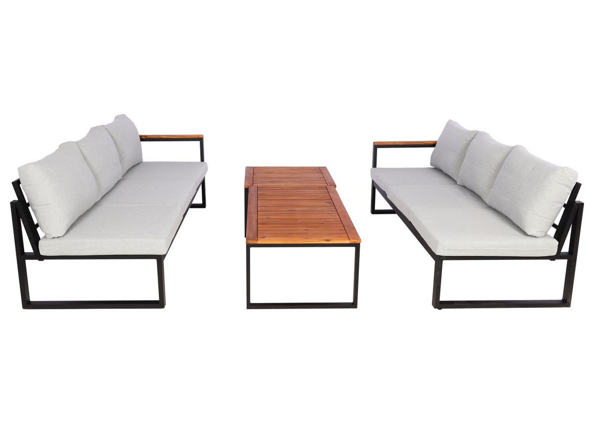 GARTENLOUNGE Garnitur Hellgrau - Grau, Metall - PROREGAL