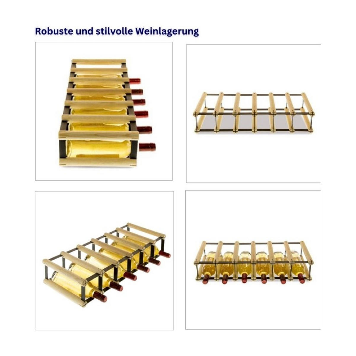 WEINREGAL Vinotega Mod Metal 12,5x62,5x24,5 cm 6x1 Flaschen Massives Kiefernholz Braun Geölt - Braun, Holz (62.5/12.5/24.5cm) - PROREGAL