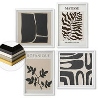 WANDBILDER 4er-Set - 50x50 cm & 40x60 cm Weißer Rahmen - Minimalistische Pflanzenposter - Weiß, Kunststoff (50/50cm) - ArtPrintCave