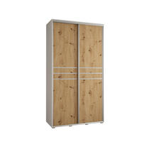 SCHWEBETÜRENSCHRANK 235,2/140/60 2-türig - Silberfarben/Eiche Artisan, Holz/Metall (140/235/60cm) - Abiks Möbel