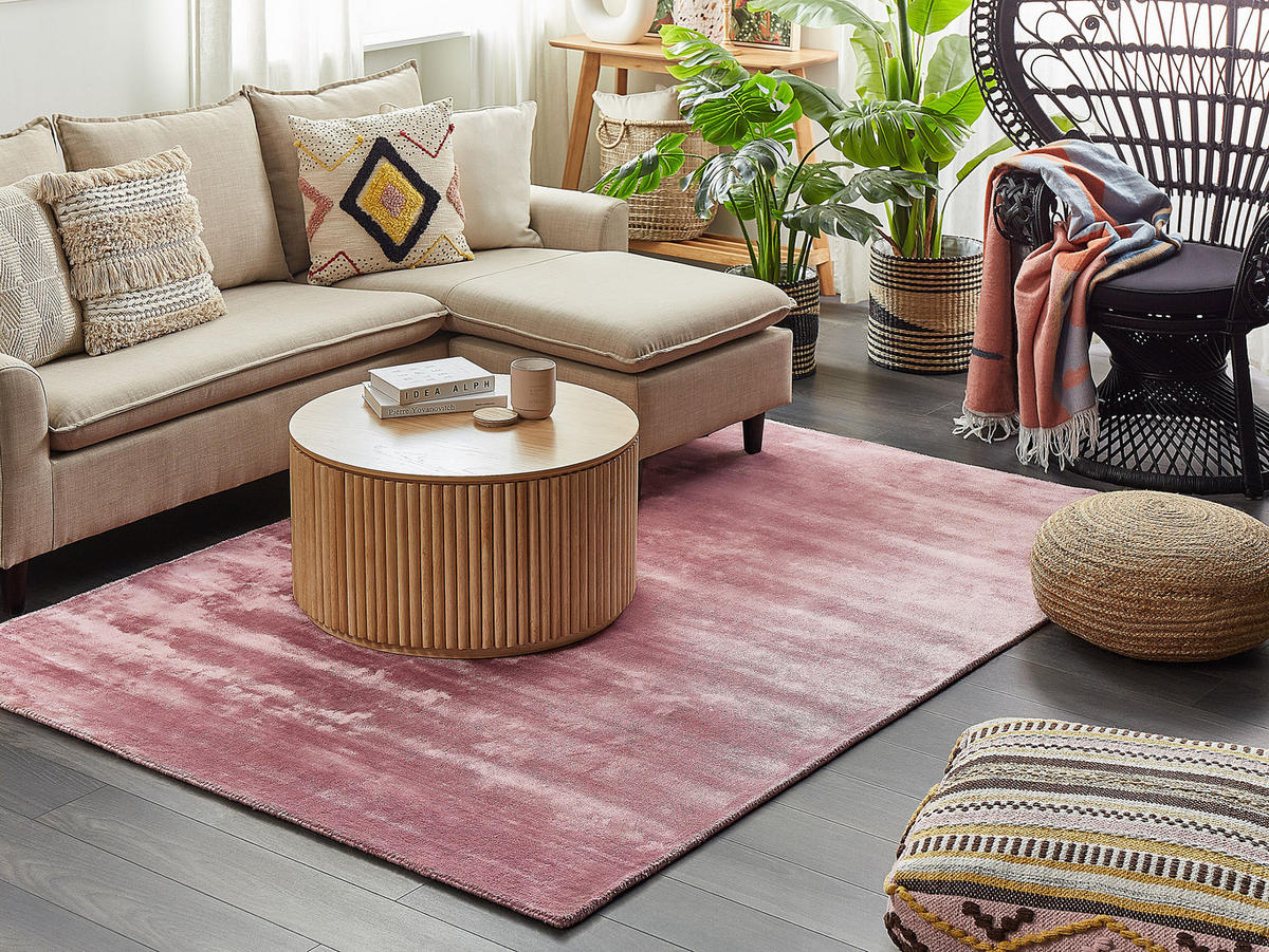 KURZFLOR-TEPPICH Gesi II 230/160 cm - Pink, Naturmaterialien (160/230cm) - Beliani