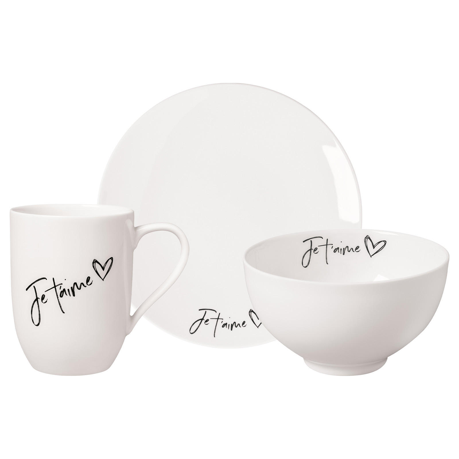 FRÜHSTÜCKS-SET JE T'AIME Statement weiß 3er Set - Weiß, Keramik (1/1/1cm) - Villeroy & Boch