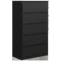 KOMMODE NUDO 70/124,5/39cm mit 5 Schubladen Türen Schwarz - Schwarz, Holzwerkstoff (70/124.5/39cm) - MASSENO