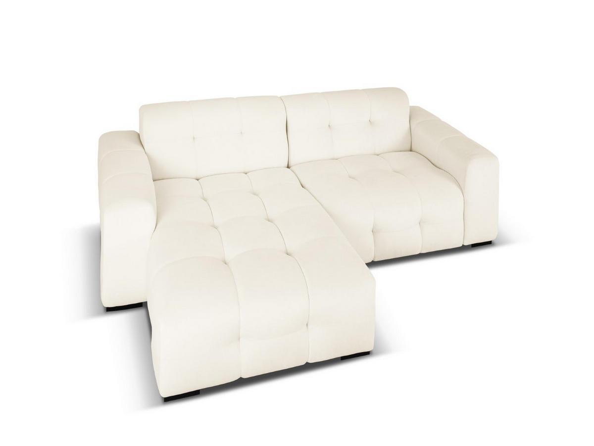 ECKSOFA links Kendal aus Samt leichtes beige 4 Sitzplätze - Creme, Textil (173/256cm) - Micadoni