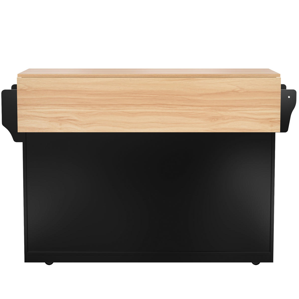 KÜCHENWAGEN 120/46/91,5 cm in Schwarz/Natur mit klappbarer Tischplatte und Rollen - Schwarz, Holzwerkstoff (120/91.5/71cm) - Flora Grace