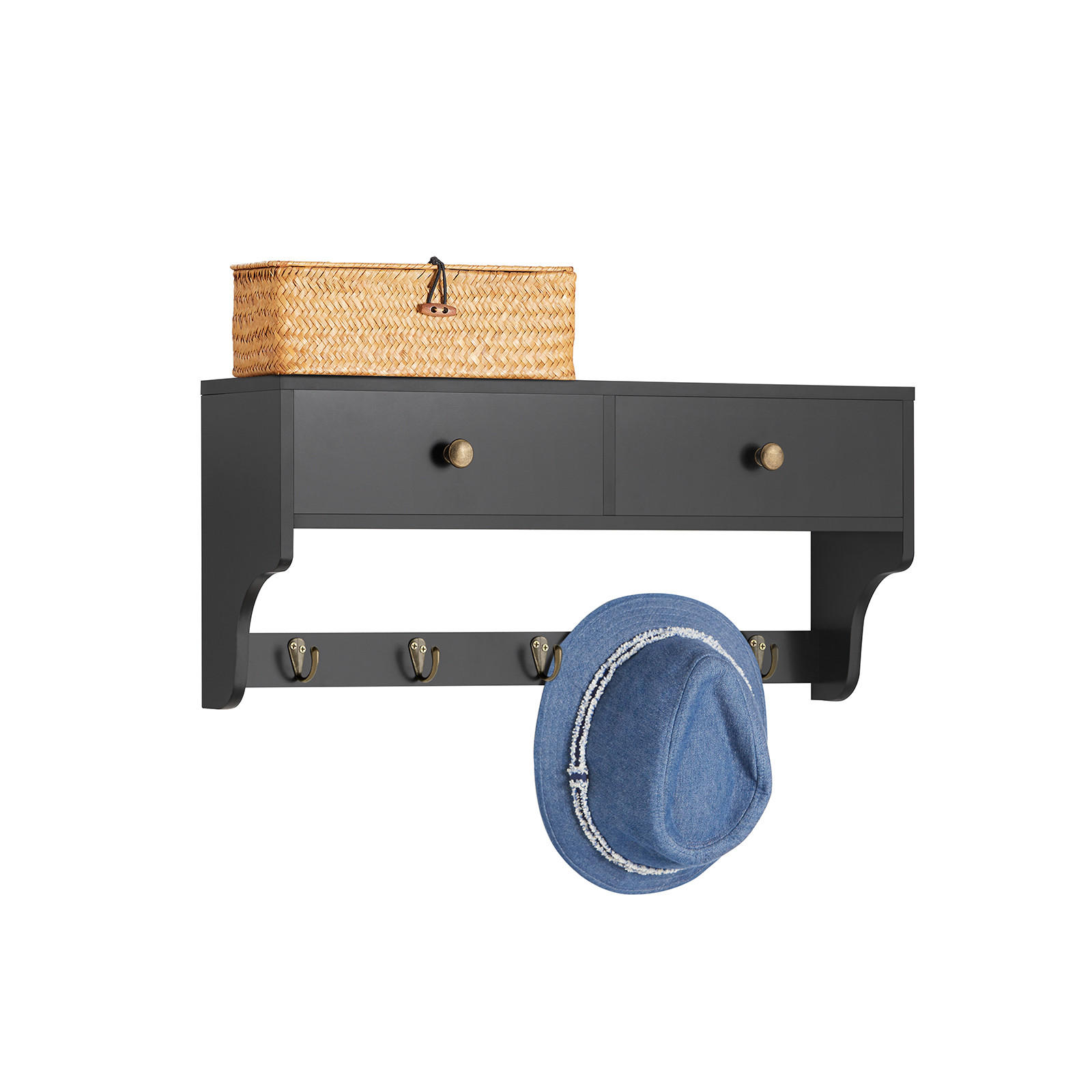 WANDGARDEROBE Schwarz - Schwarz, Holzwerkstoff (60/27/14cm) - SoBuy