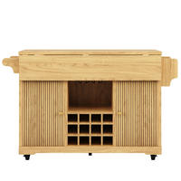 KÜCHENINSEL DE-41168 142,5/40-80/95 cm mit beidseitig ausklappbaren Tischenden Naturbraun - Naturfarben, Holzwerkstoff (142.5/95/80cm) - ComfortXL