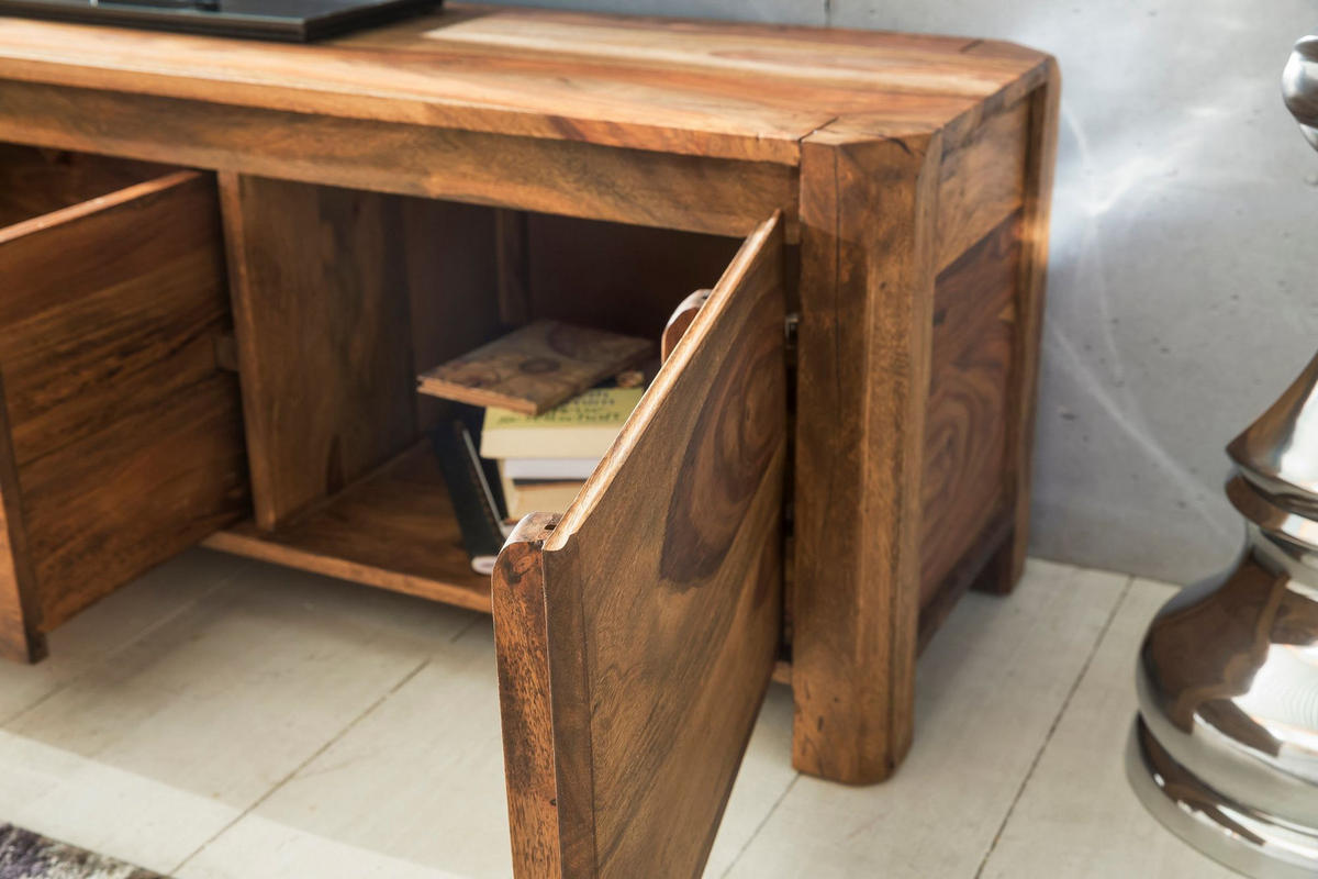 TV-LOWBOARD Massivholz, 4 Füße, viel Stauraum, Braun 140x35x40 cm - Braun, Holz (140/40/35cm) - KADIMA DESIGN