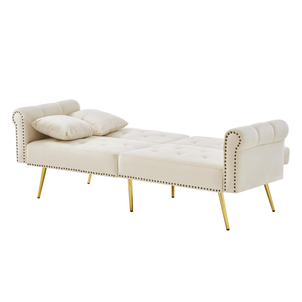 DVOSJED na razvlačenje od baršuna, ležaj 147/85 cm bež, s podesivim naslonom - bež, plastika (173/70/75cm) - BEAOK