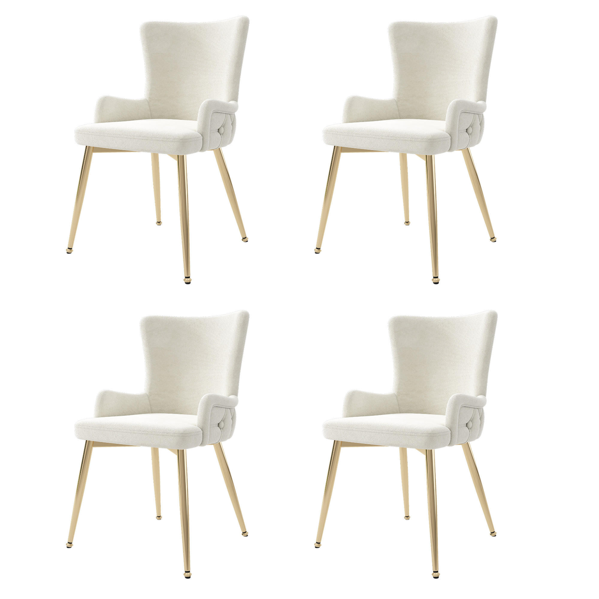 ARMLEHNSTUHL-SET DE-35763 4 Stück mit Samt und Goldbeinen Beige - Beige, Metall (49/85/47cm) - ComfortXL