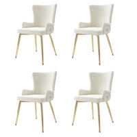 ARMLEHNSTUHL-SET DE-35763 4 Stück mit Samt und Goldbeinen Beige - Beige, Metall (49/85/47cm) - ComfortXL