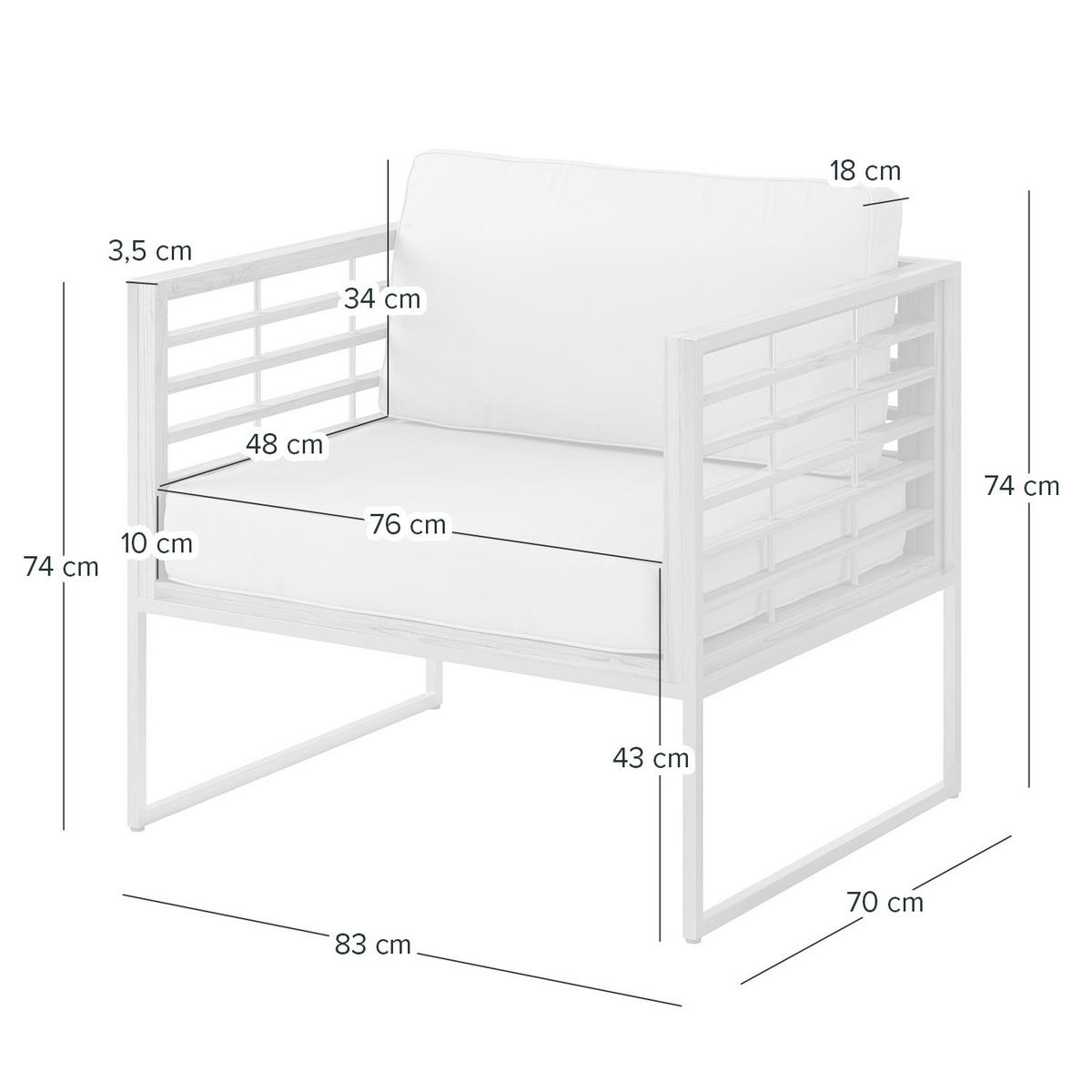 GARTENSESSEL - Webstoff / Teak massiv - Hellgrau, Holz/Textil (83/74/70cm) - home24