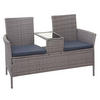 POLY-RATTAN SITZBANK MIT TISCH Hellgrau, Grau - Hellgrau/Grau, Kunststoff (132/84/55cm) - MCW