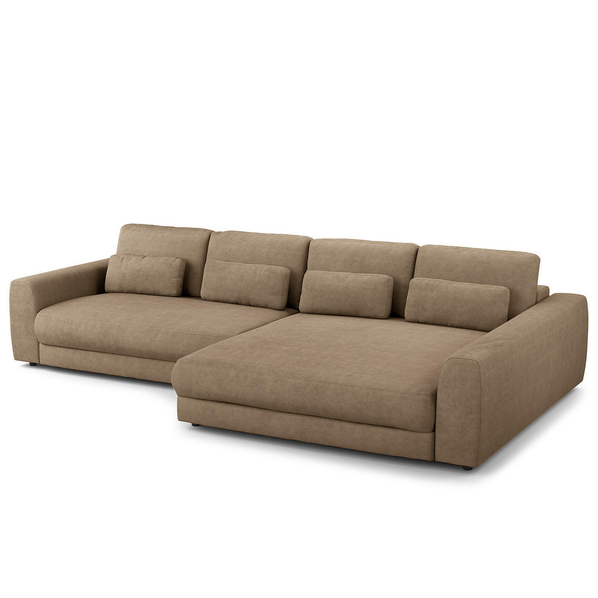 ECKSOFA mit XXL-Longchair - Taupe/Schwarz, Kunststoff/Textil (323/182cm) - home24