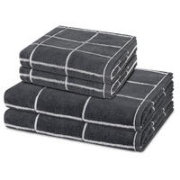 FROTTIERSET Sensual Skin Karo 4-teilig - Dunkelgrau, Textil (50/100cm) - Ross