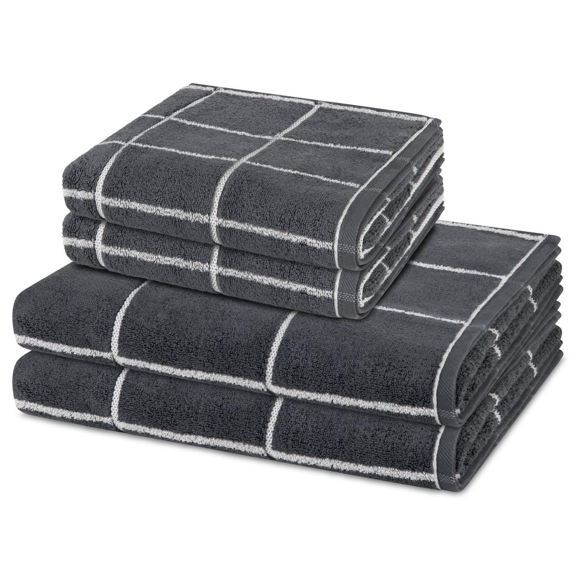 FROTTIERSET Sensual Skin Karo 4-teilig - Dunkelgrau, Textil (50/100cm) - Ross