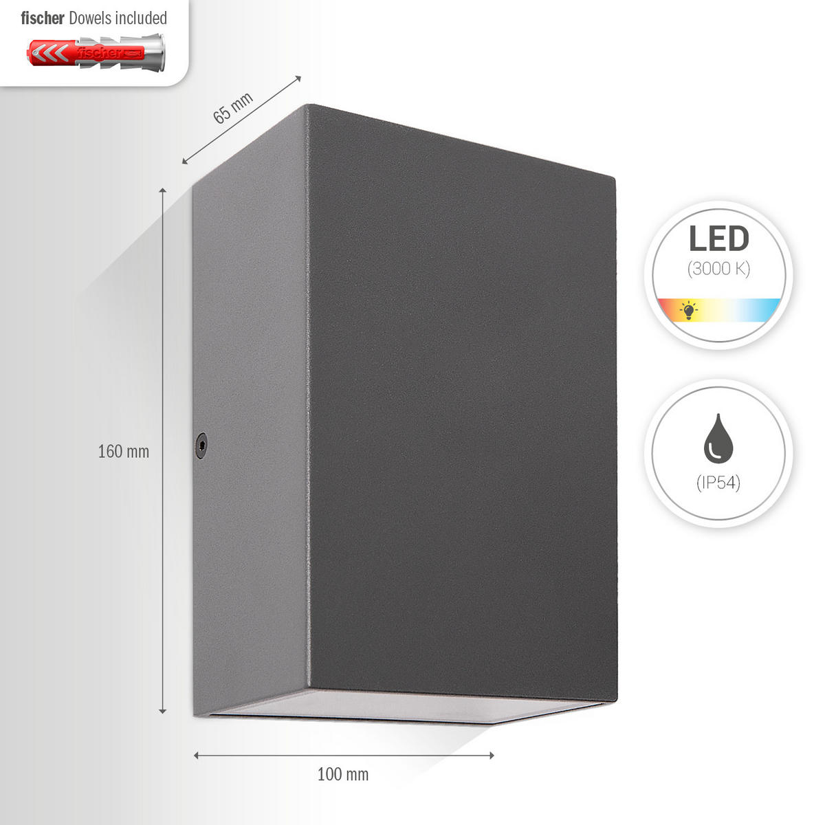 AUSSENLEUCHTE Emma - Anthrazit, Metall (10/6.5/16cm) - Paco Home