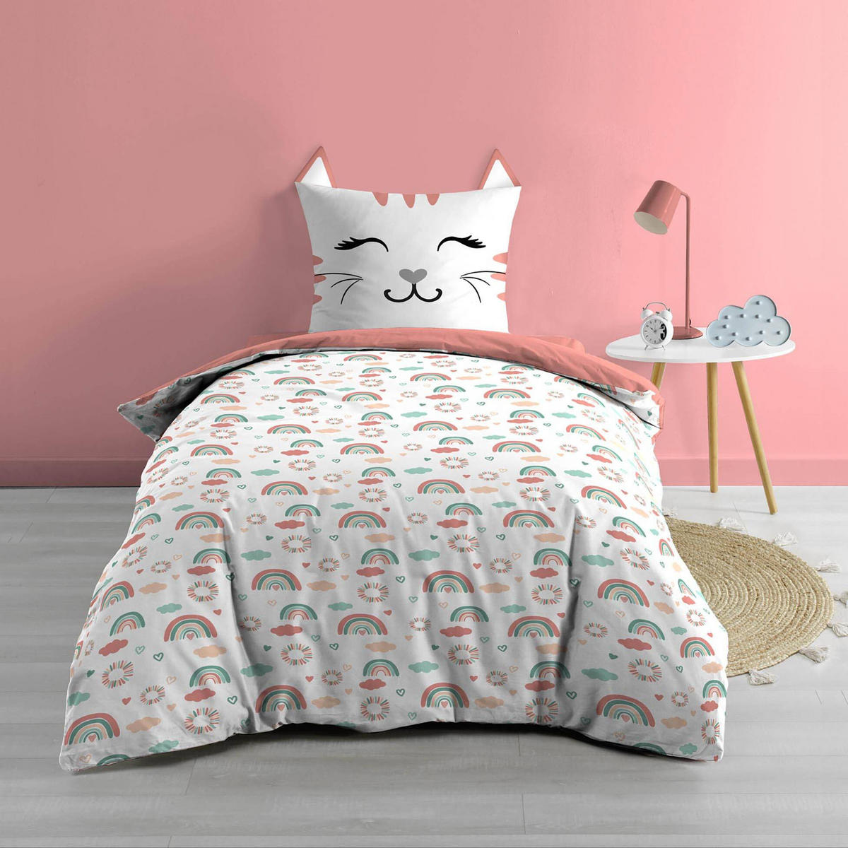 BETTWÄSCHE Chat 140/200 cm - Rosa, Naturmaterialien (200/140cm) - Douceur d´intérieur