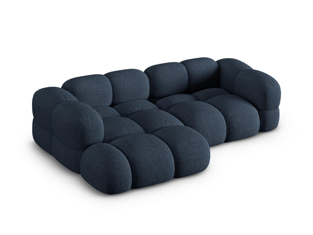 ECKSOFA links Loretto aus strukturiertem Stoff dunkelblau 3 Sitzplätze - Dunkelblau, Textil (147/250cm) - Cosmopolitan Design