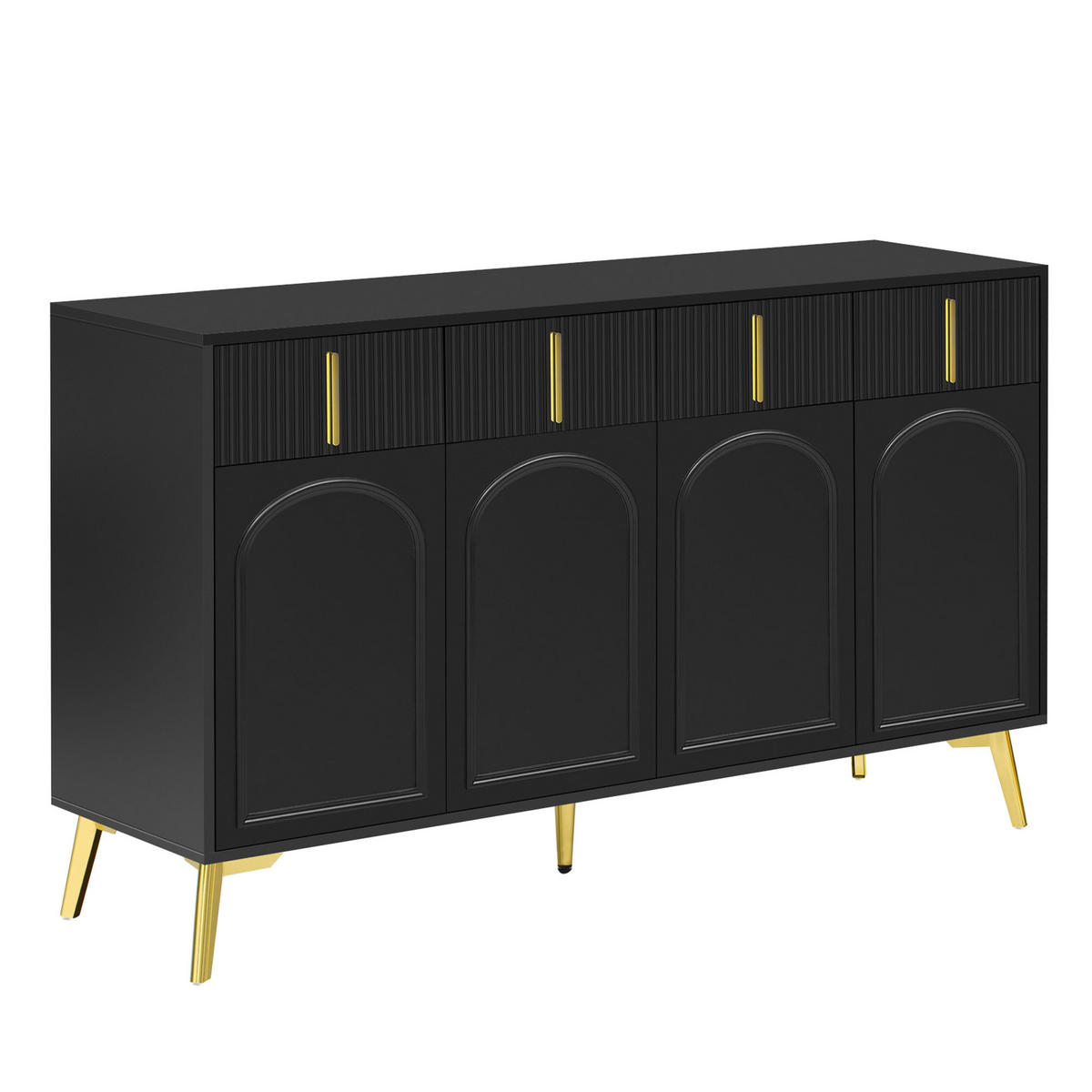 SIDEBOARD Schwarz mit 3 Schubladen, 2 Türen und offenen Fächern - Schwarz, Holzwerkstoff/Metall (140/82/37.8cm) - Urban Meuble