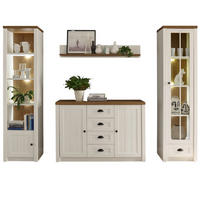 WOHNWAND weiß Pinie, Eiche hell 4-teilig 270 cm, Wohnkombination Landhaus-Stil - Eichefarben/Schwarz, Holzwerkstoff/Kunststoff (270/198/43cm) - Furn.Design