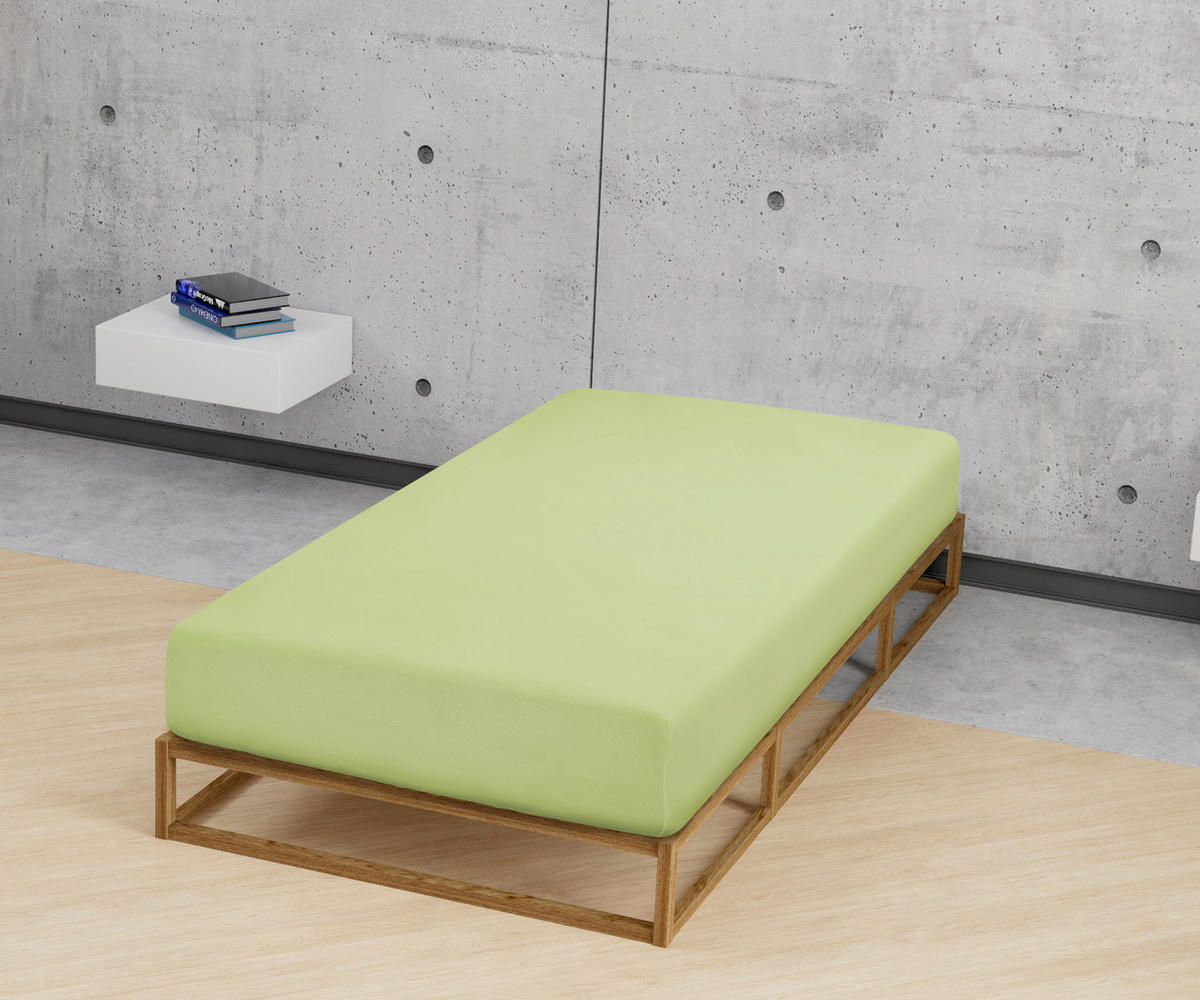 SPANNBETTTUCH Jersey pistaziengrün, 120x200 cm - 130x220 cm - Hellgrün, Textil (130/220cm) - biberna