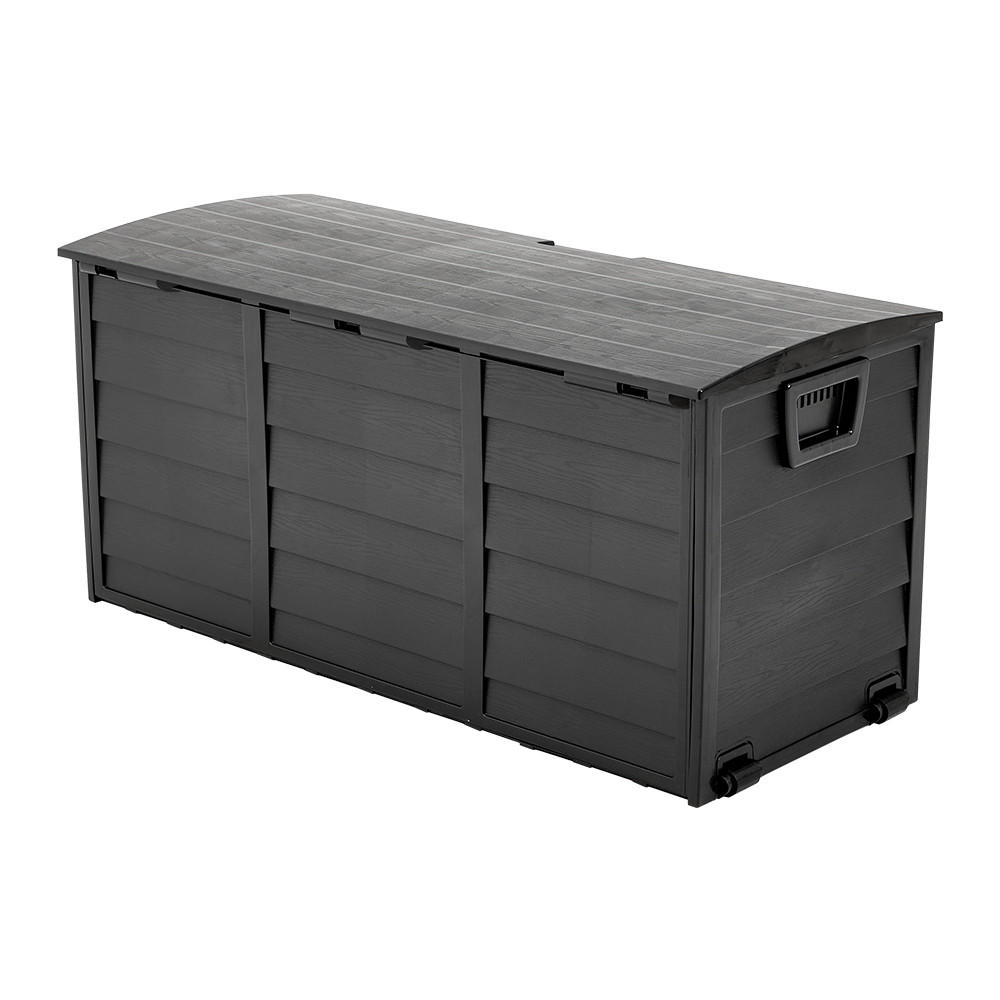 GARTENBOX 290L aus PP Kunststoff in Schwarz mit Rollen, Modell Robuste Konstruktio 112 cm B x 49 cm T x 54 cm H - Schwarz, Kunststoff (112/54/49cm) - Livingandhome