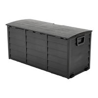 GARTENBOX 290L aus PP Kunststoff in Schwarz mit Rollen, Modell Robuste Konstruktio 112 cm B x 49 cm T x 54 cm H - Schwarz, Kunststoff (112/54/49cm) - Livingandhome