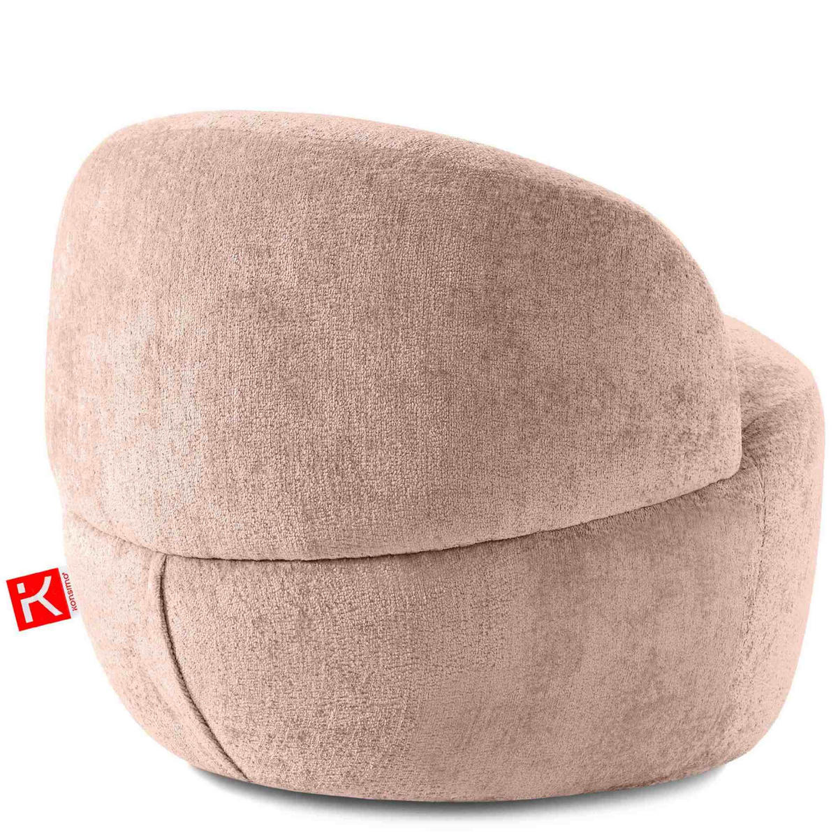 SESSEL NELUM Chenille-Stoff, rund, Pink - Pink/Schwarz, Holz/Holzwerkstoff (76/64/76cm) - KONSIMO®
