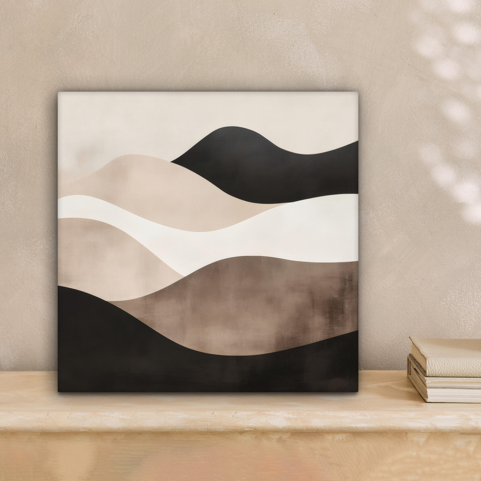 LEINWANDBILD Abstrakt - Landschaft - Wellen - Cremefarben 20x20 cm - Cappuccino, Textil (20/20cm) - MuchoWow