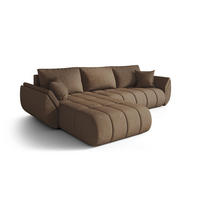 ECKSOFA TOKYO PREMIUM mit Schlaffunktion, Stoff MONOLITH, Hellbraun, Links - Hellbraun, Holz (280/190cm) - Kaiser Möbel