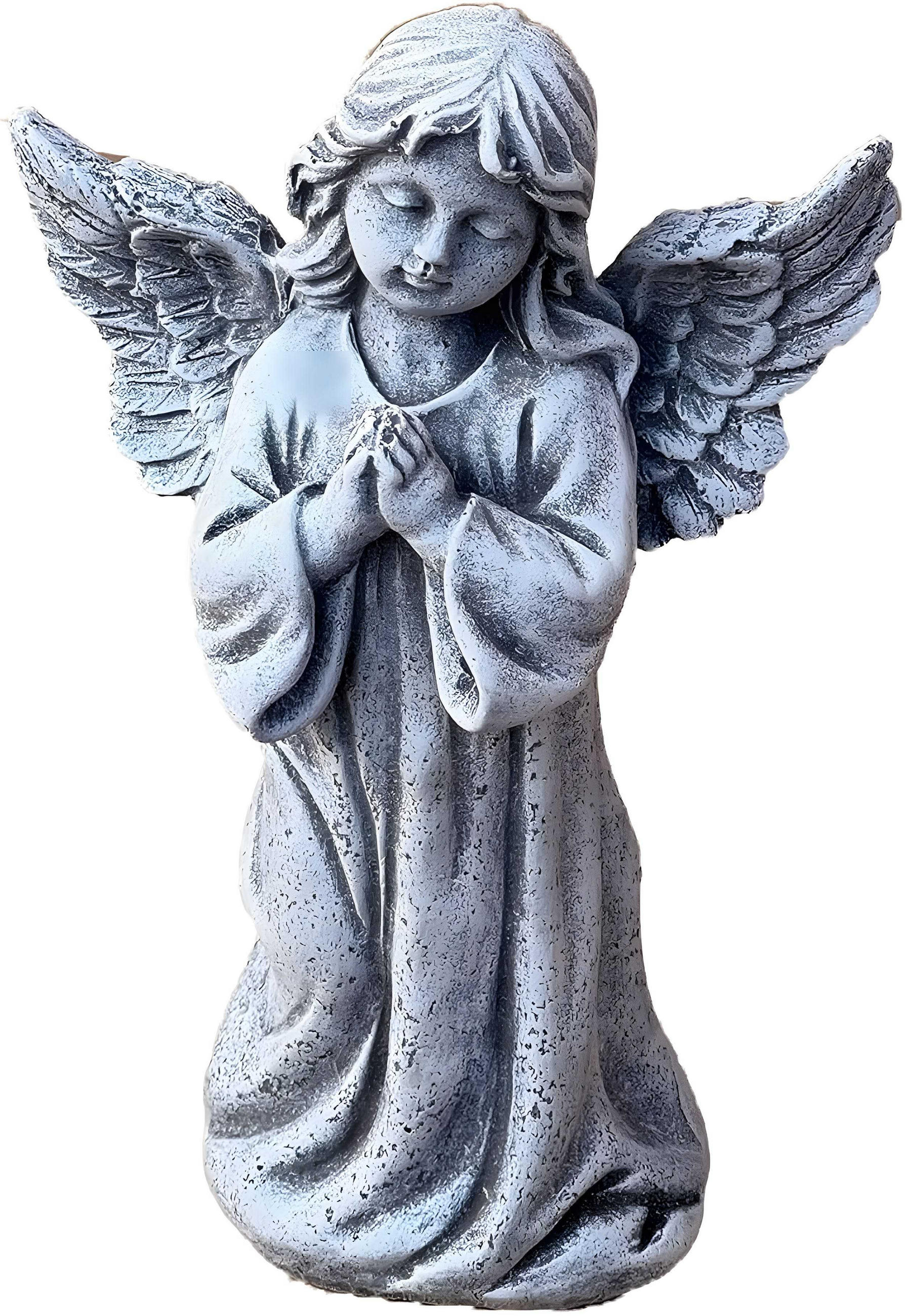 STEINFIGUR betender Engel stehend frostfest Steinguss - Grau, Stein (11/17/6cm) - stoneandstyle