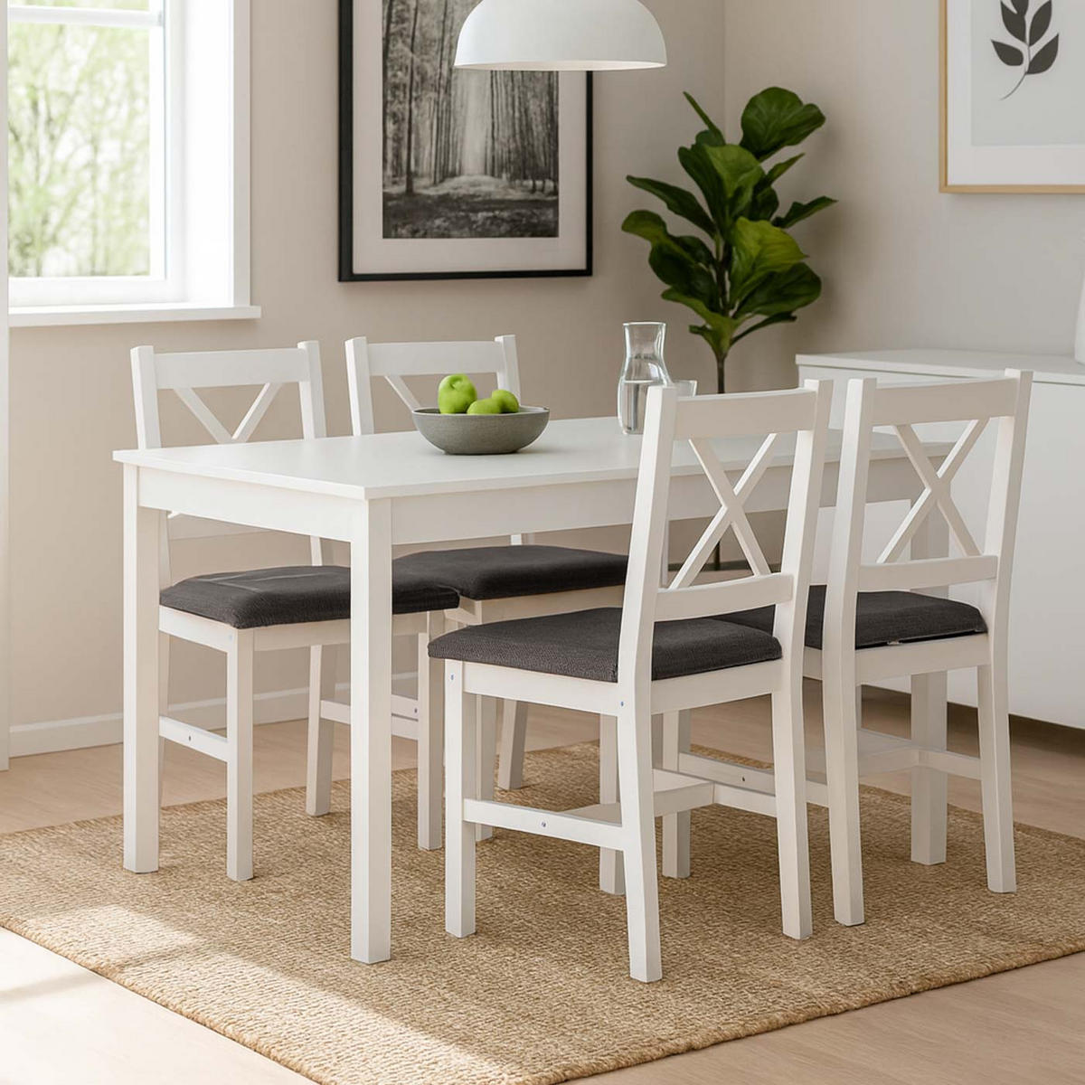 ESSZIMMERSTUHL Weiß, Grau 4er-Set - Weiß/Grau, Holz (43/85/44cm) - MCW