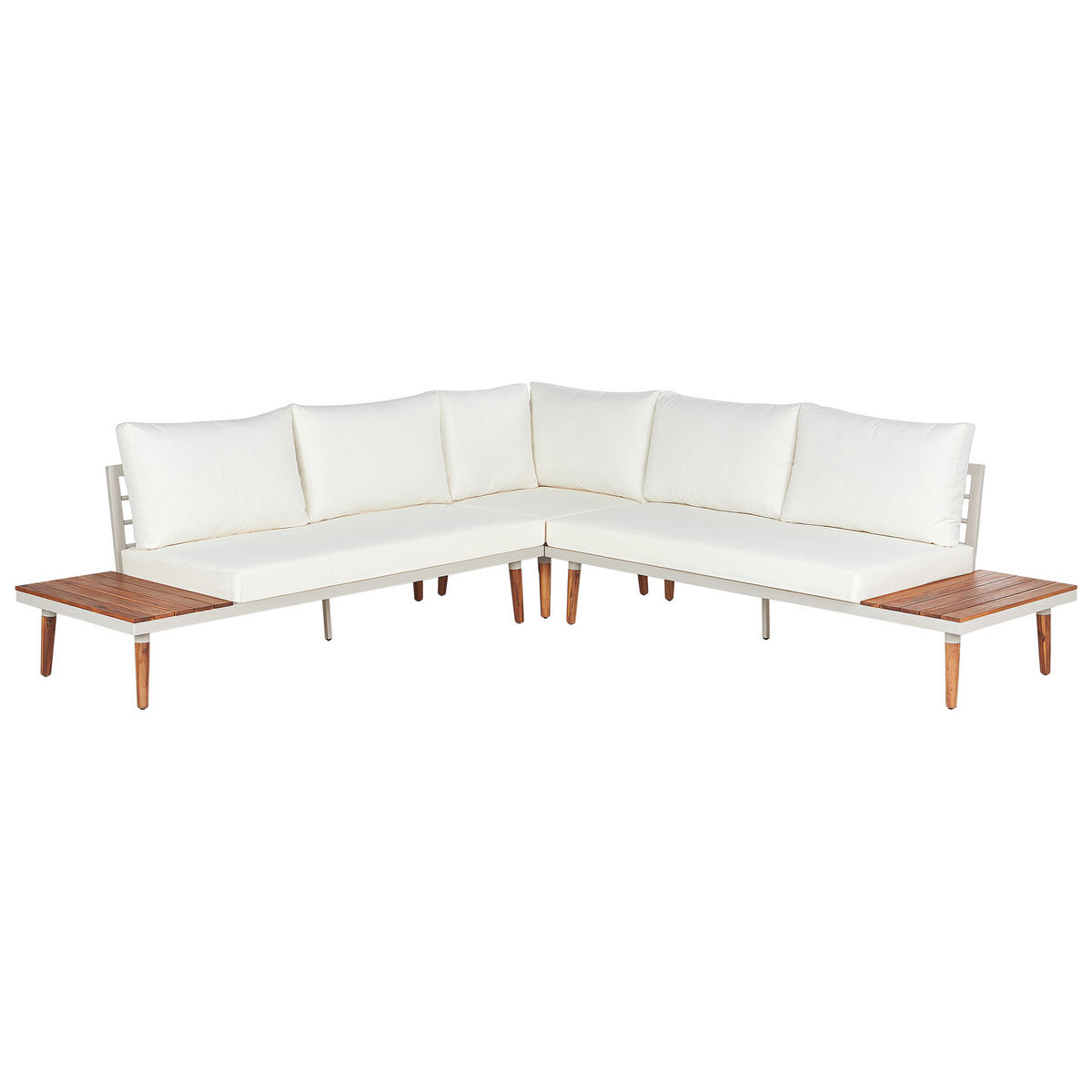 LOUNGE-SET 5-Sitzer Akazienholz cremeweiß Corato - Creme, Holz - Beliani