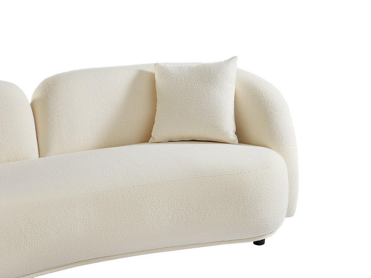SOFA 3‑Sitzer – Bouclé-Stoff – Weiß – LINORIA - Weiß, Textil (226/81/93cm) - Vente-Unique