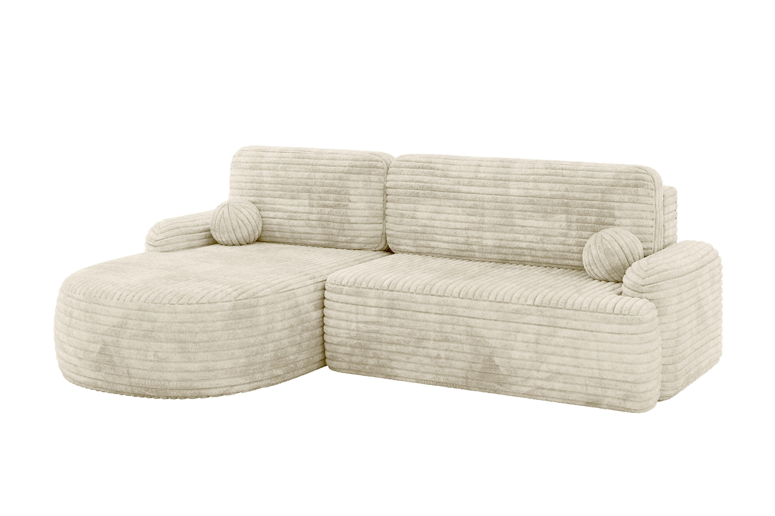 ECKSOFA mit Schlaffunktion und Bettkasten LIRA-L - 264x172x89 Creme - Ecru, Holzwerkstoff/Textil (264/172cm) - ALTDECOR