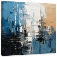 LEINWANDBILD Abstraktion Stadt Blau 60x60cm - Blau, Textil (60/60cm) - Feeby