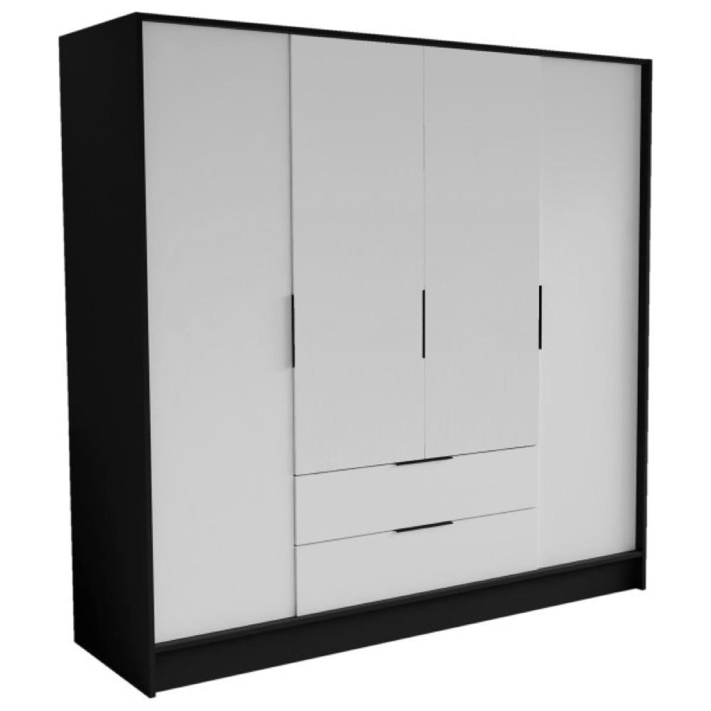 SCHRANK Schwarz Weiß Nikola Mit Verstellbaren Regalen Und Geraden Fronten - Schwarz/Weiß, Holzwerkstoff (200/200/51cm) - Sepro Meble