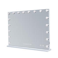 VANITII OGLEDALO ZA LIČENJE z LED osvetlitvijo in Bluetoothom, belo, 80/58 cm - bela, kovina (80/58/15cm) - VANITII