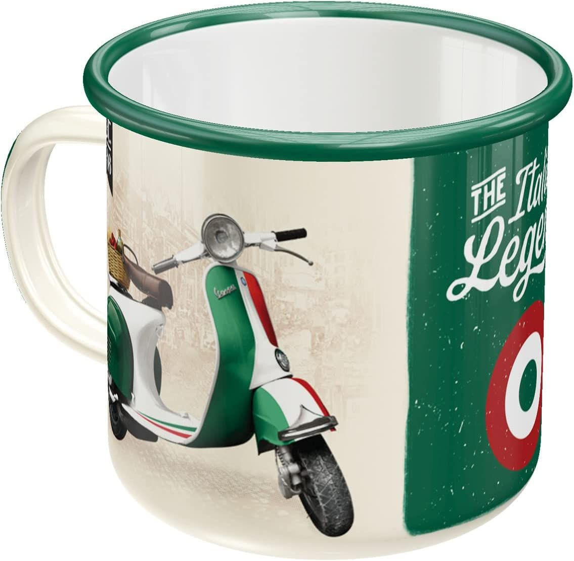 EMAILLE-BECHER 360 ml Vespa Italian Legend - Waldgrün/Creme, Metall (0.36L) - Nostalgic-Art