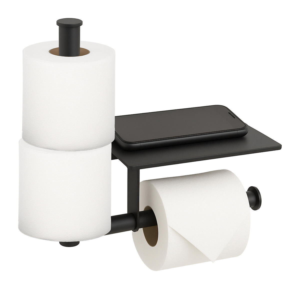 TOILETTENPAPIERHALTER - Schwarz, Kunststoff/Metall (28/27/10.5cm) - Relaxdays