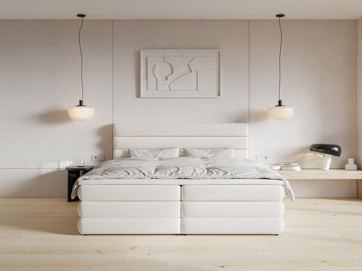 BOXBETT Alegre Hellbeige Chenille 140/200 cm - Beige/Schwarz, Kunststoff/Textil (140/200cm) - Selsey
