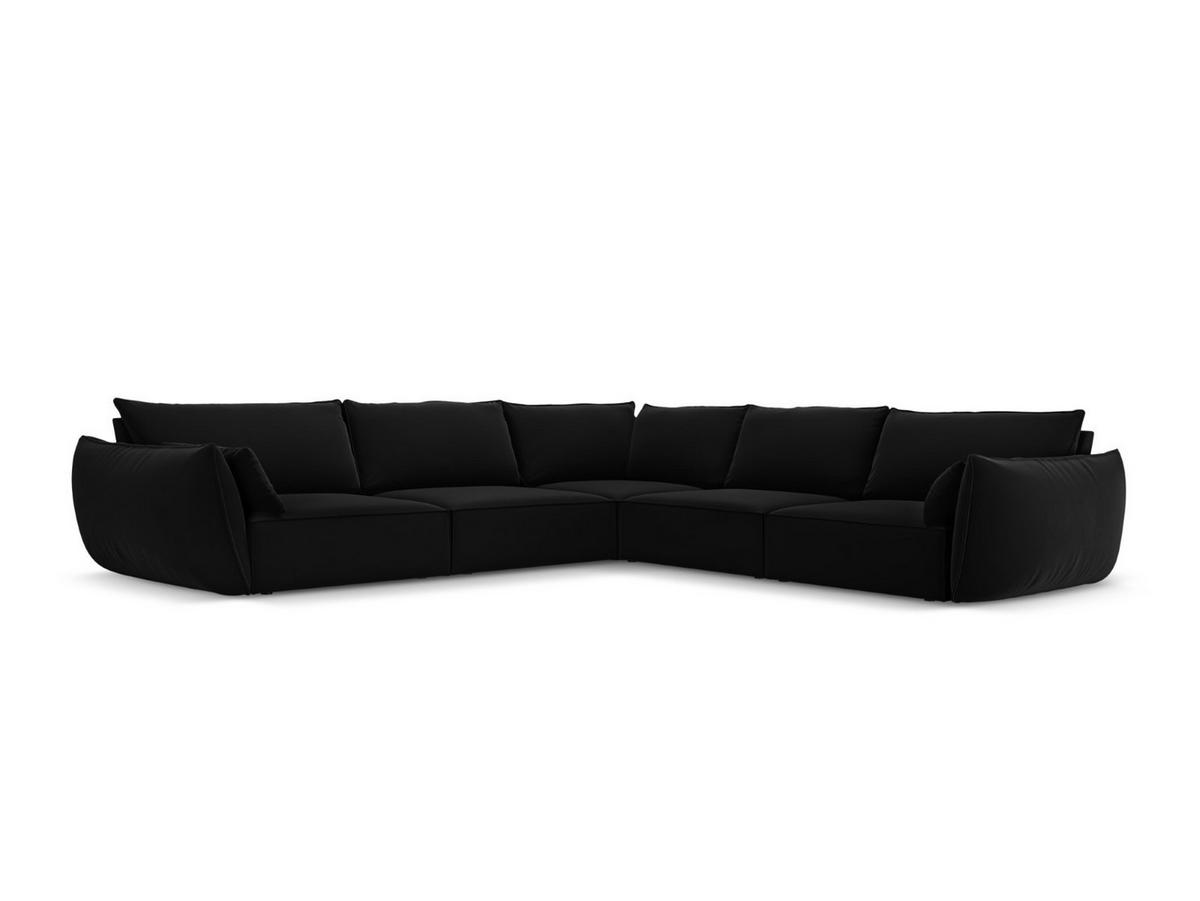 WENDBARES-ECKSOFA Kaelle aus Samt schwarz 7 Sitzplätze - Schwarz, Textil (286/286cm) - Micadoni
