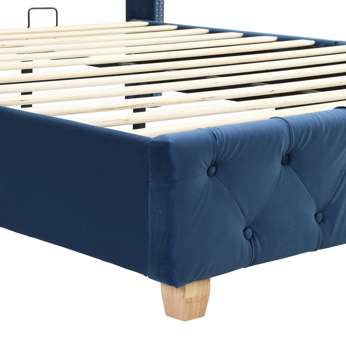 POLSTERBETT mit Lattenrost 160x200 cm Samt Blau - Blau, Metall (160/200cm) - Meubliv
